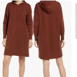 Madewell Hoodie Sweater Dress Long-Sleeve Color Heather Cherry Rust Size Medium